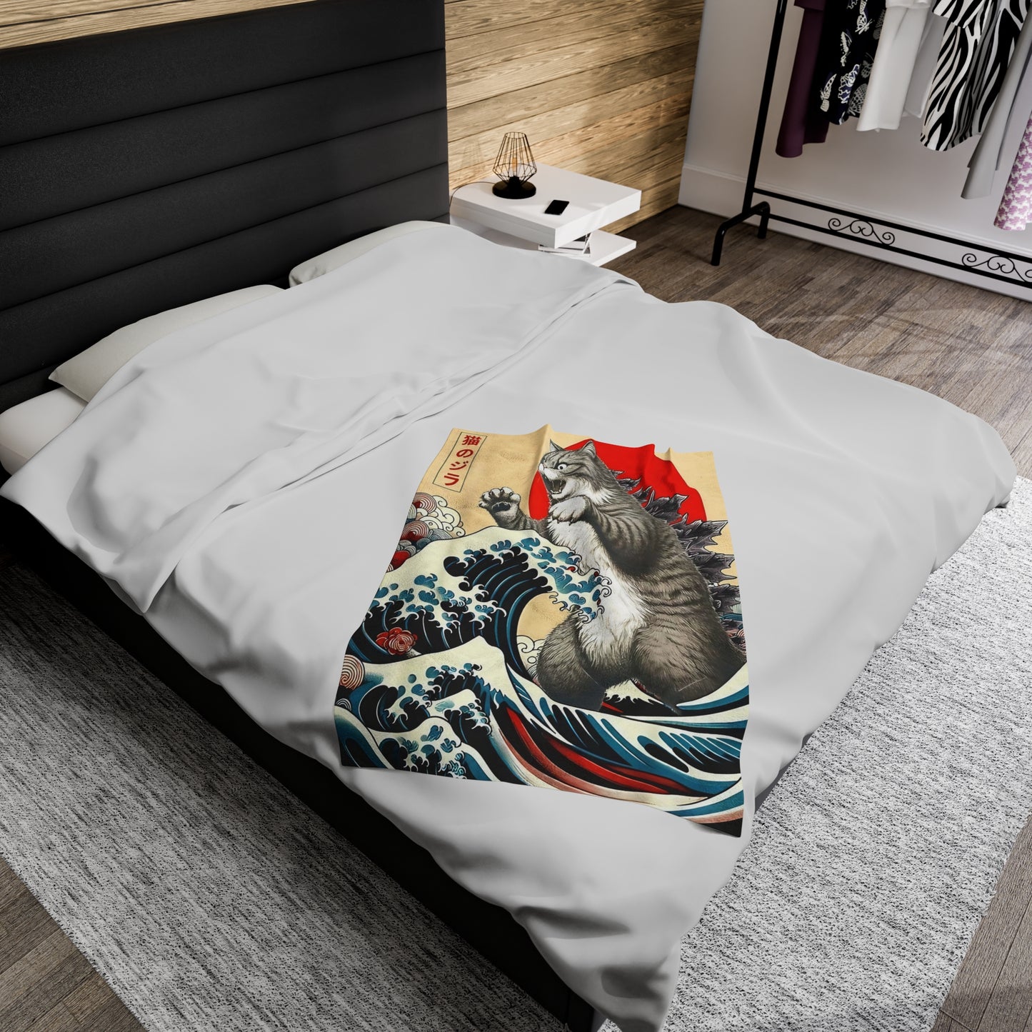 Japanese Catzilla Plush Blanket