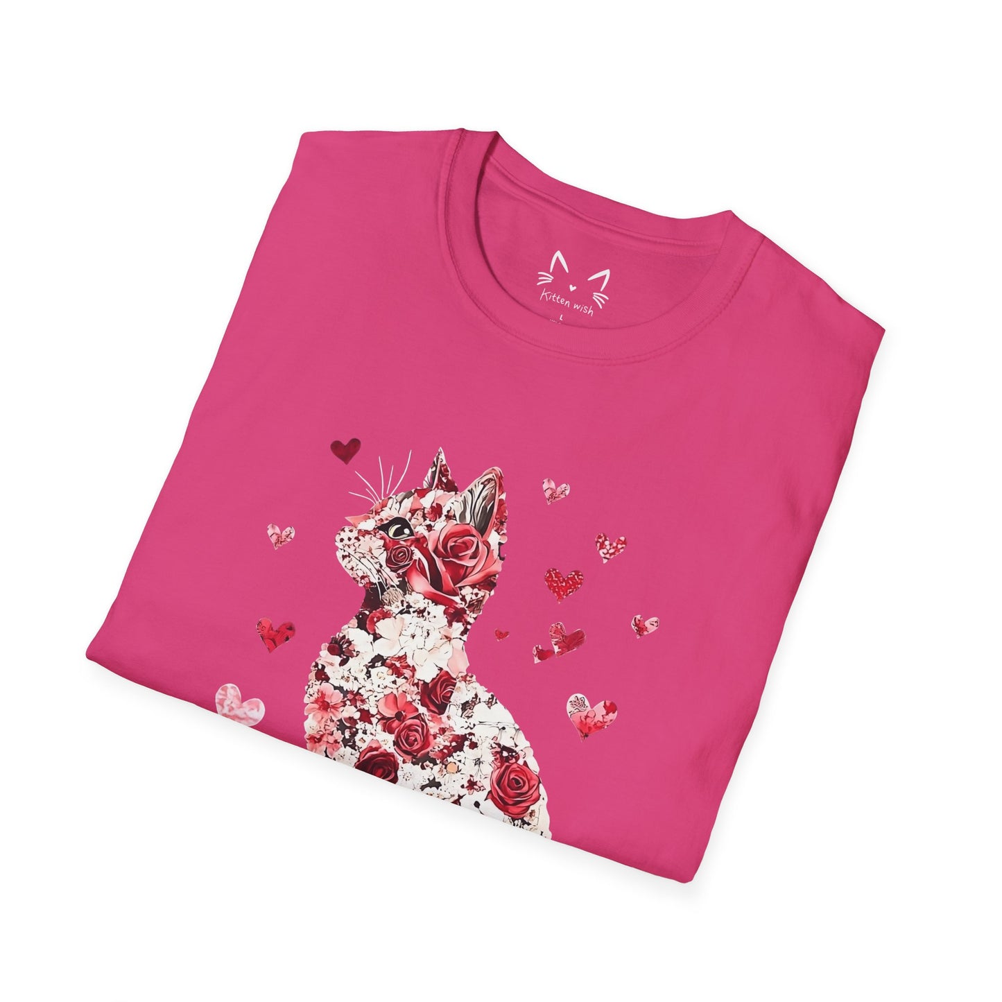 Cat Floral Heart T-Shirt