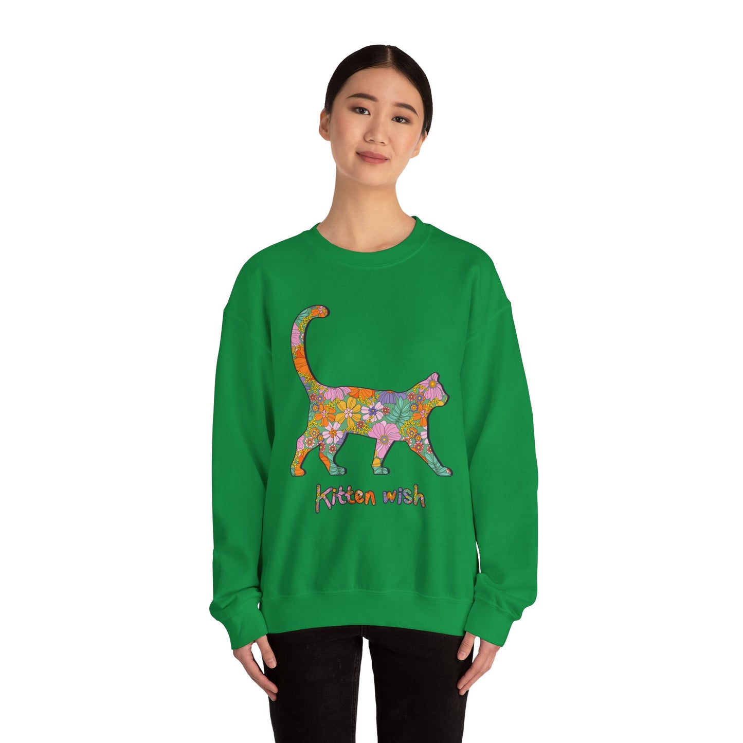 Retro Flowers Blooms Cat Sweatshirt