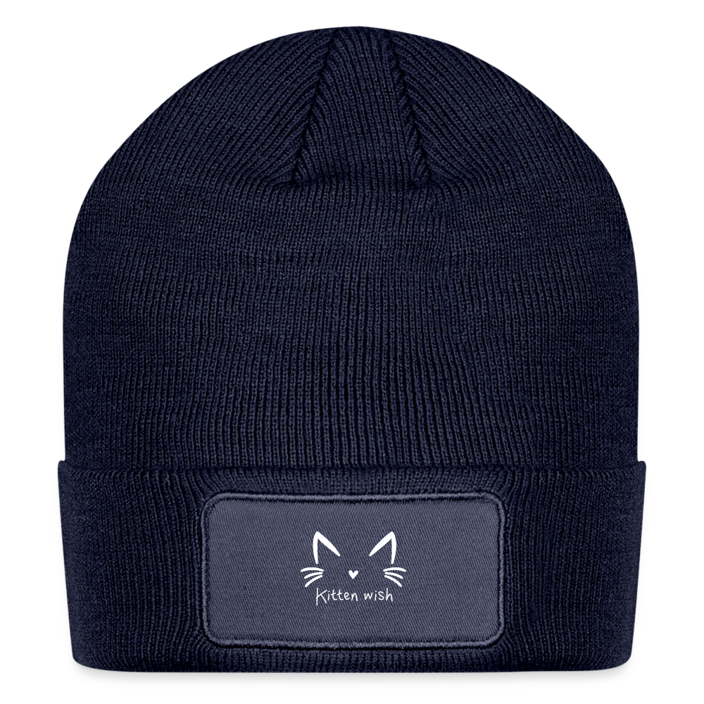 Kitten Wish Patch Beanie - navy