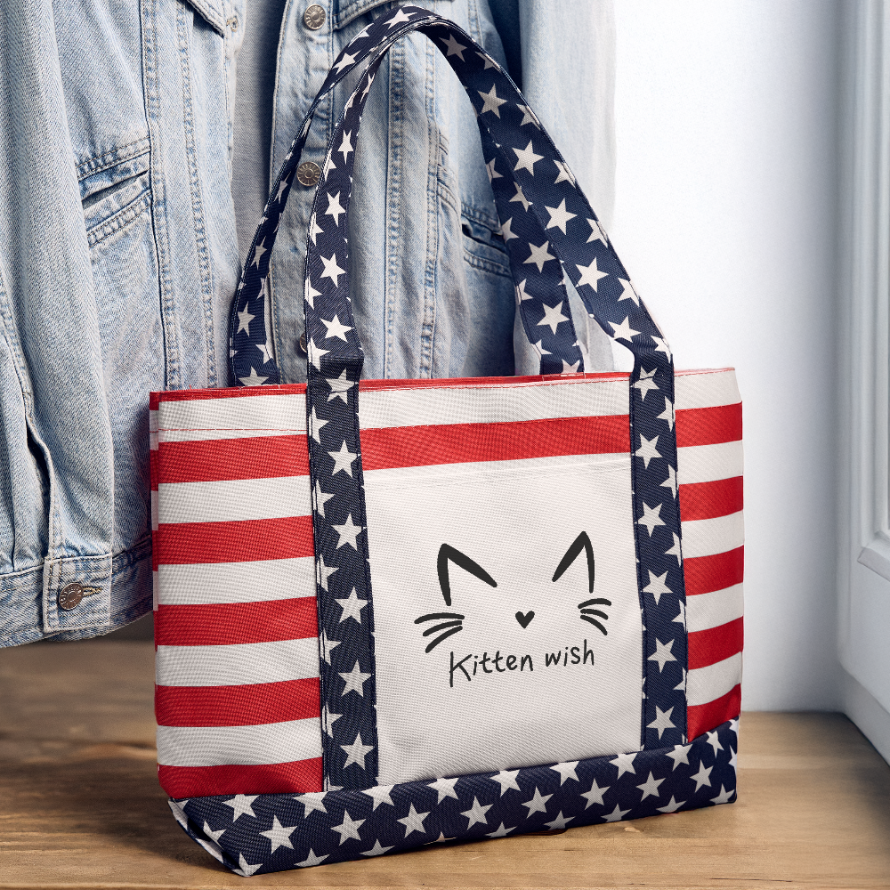 Kitten Wish Americana Tote Bag - red/white/blue