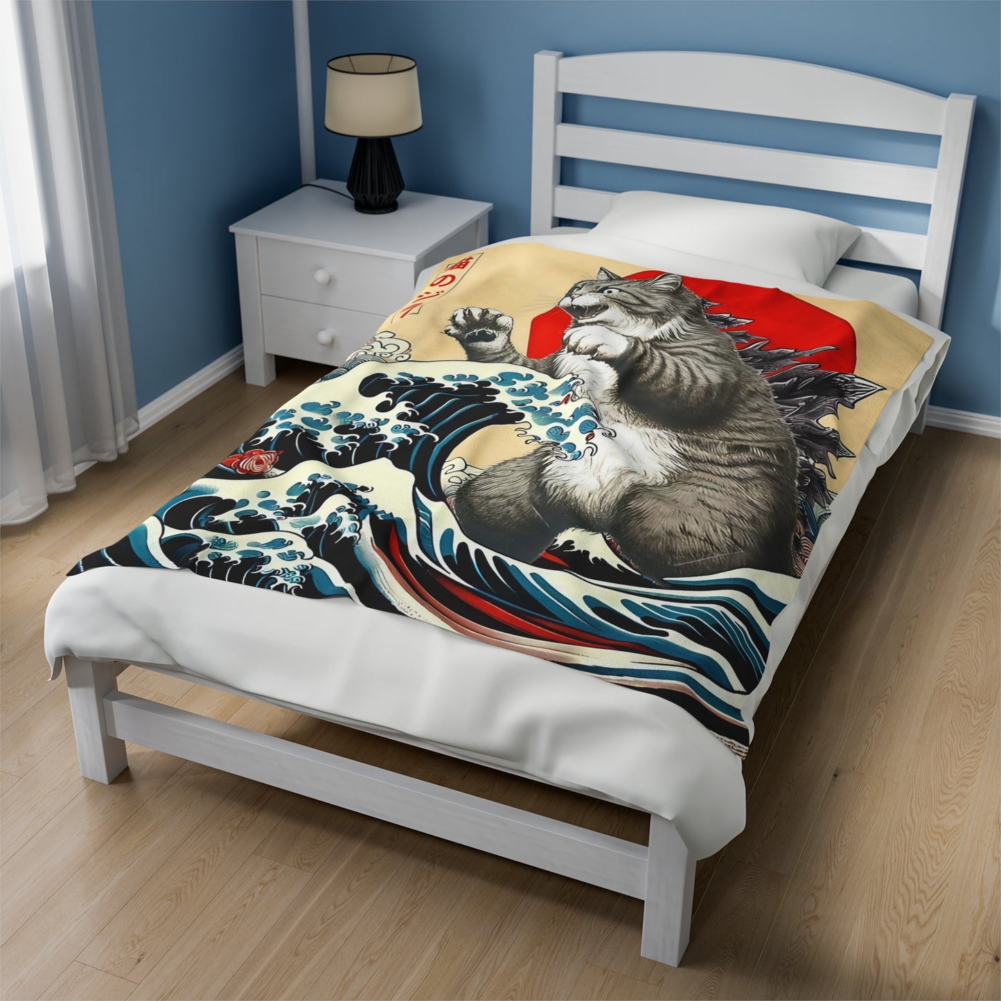 Japanese Catzilla Plush Blanket