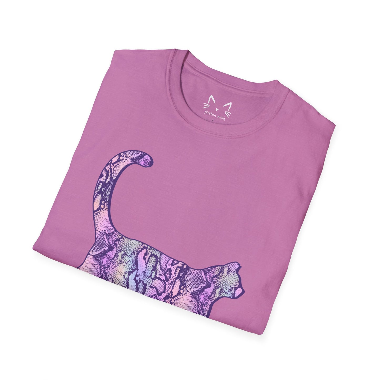 Iridescent Holographic Neon Snake Cat T-Shirt