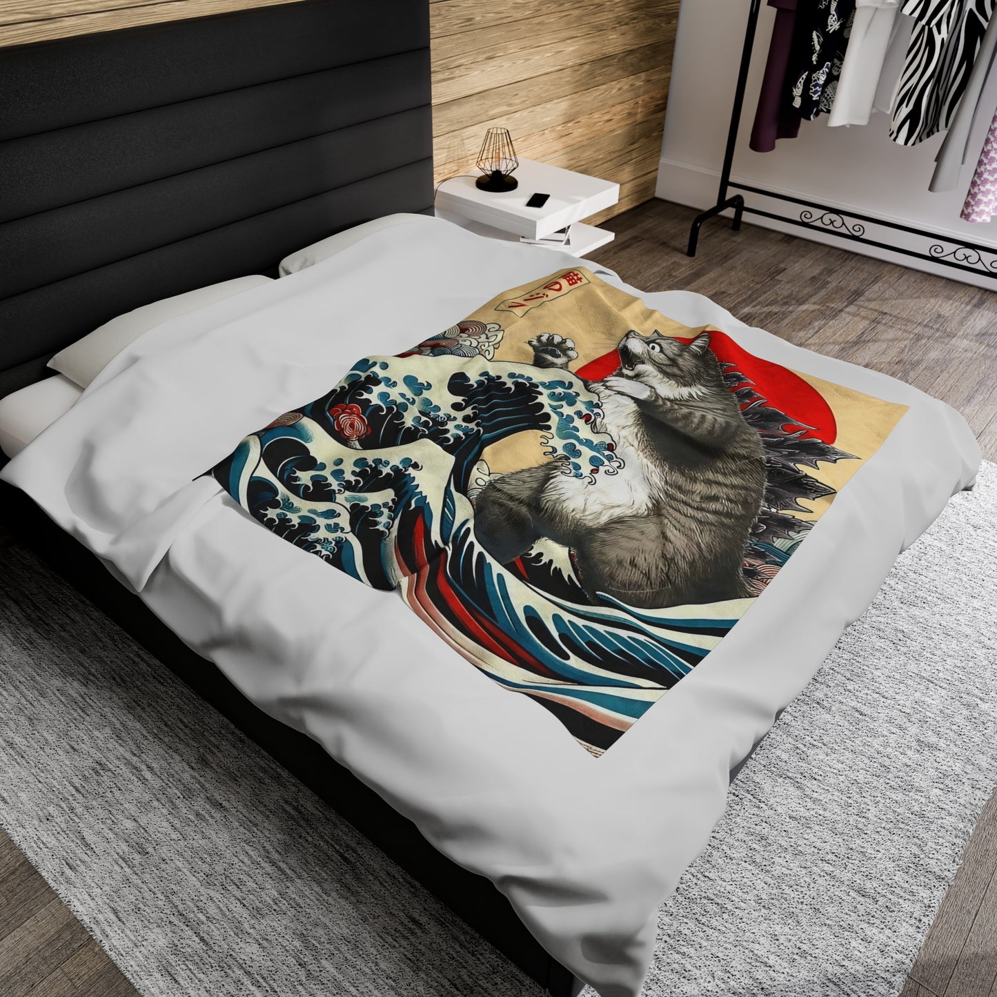 Japanese Catzilla Plush Blanket