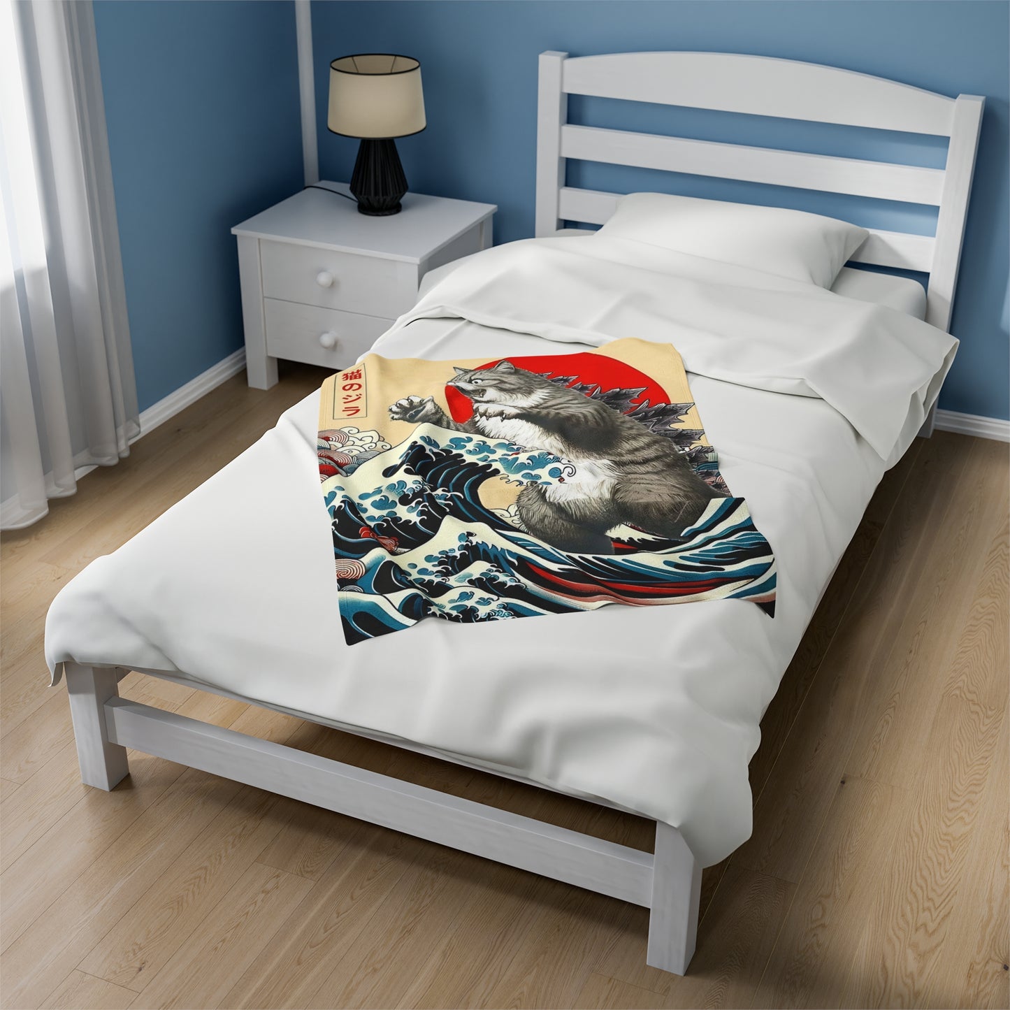 Japanese Catzilla Plush Blanket