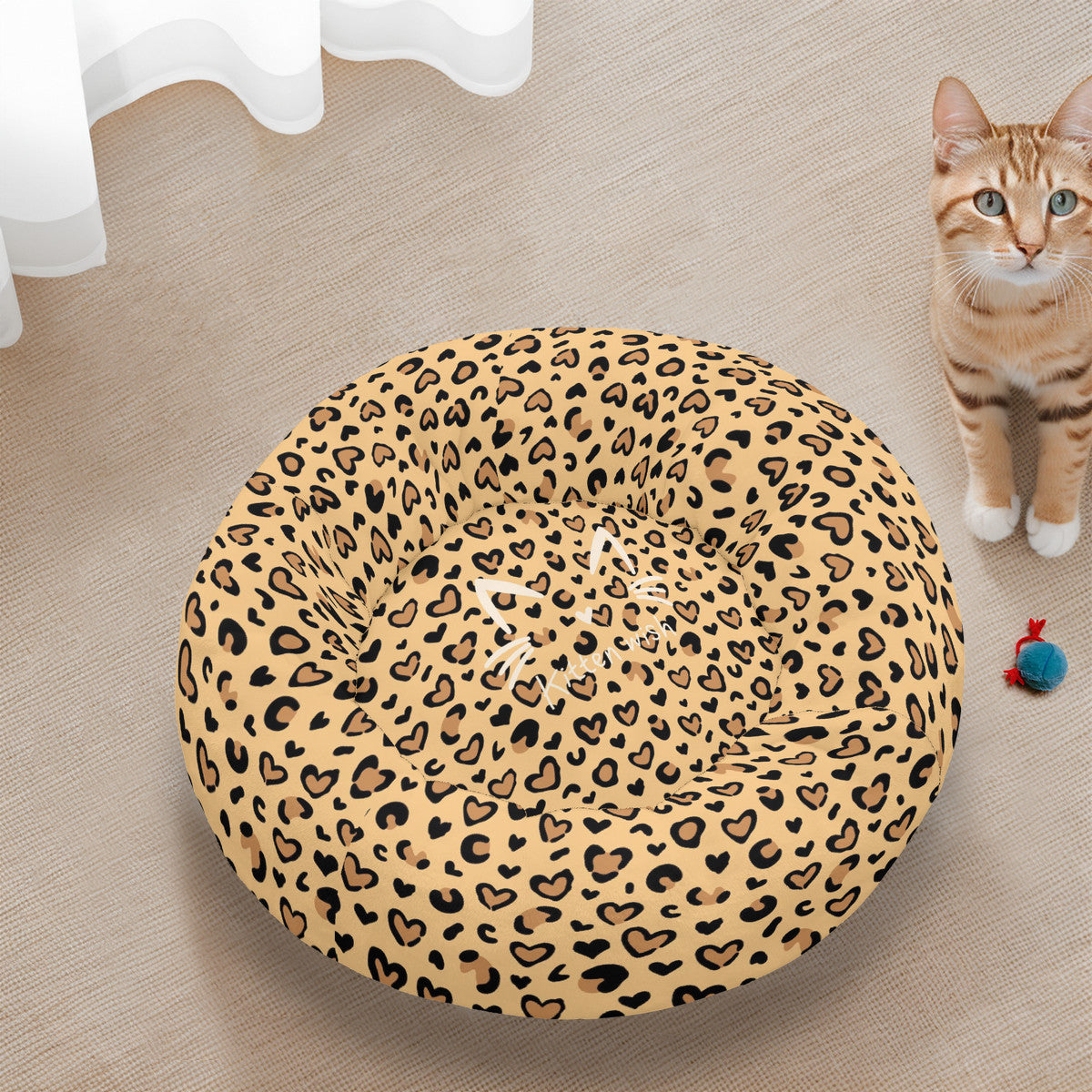 Leopard Flannel Round Cat Bed