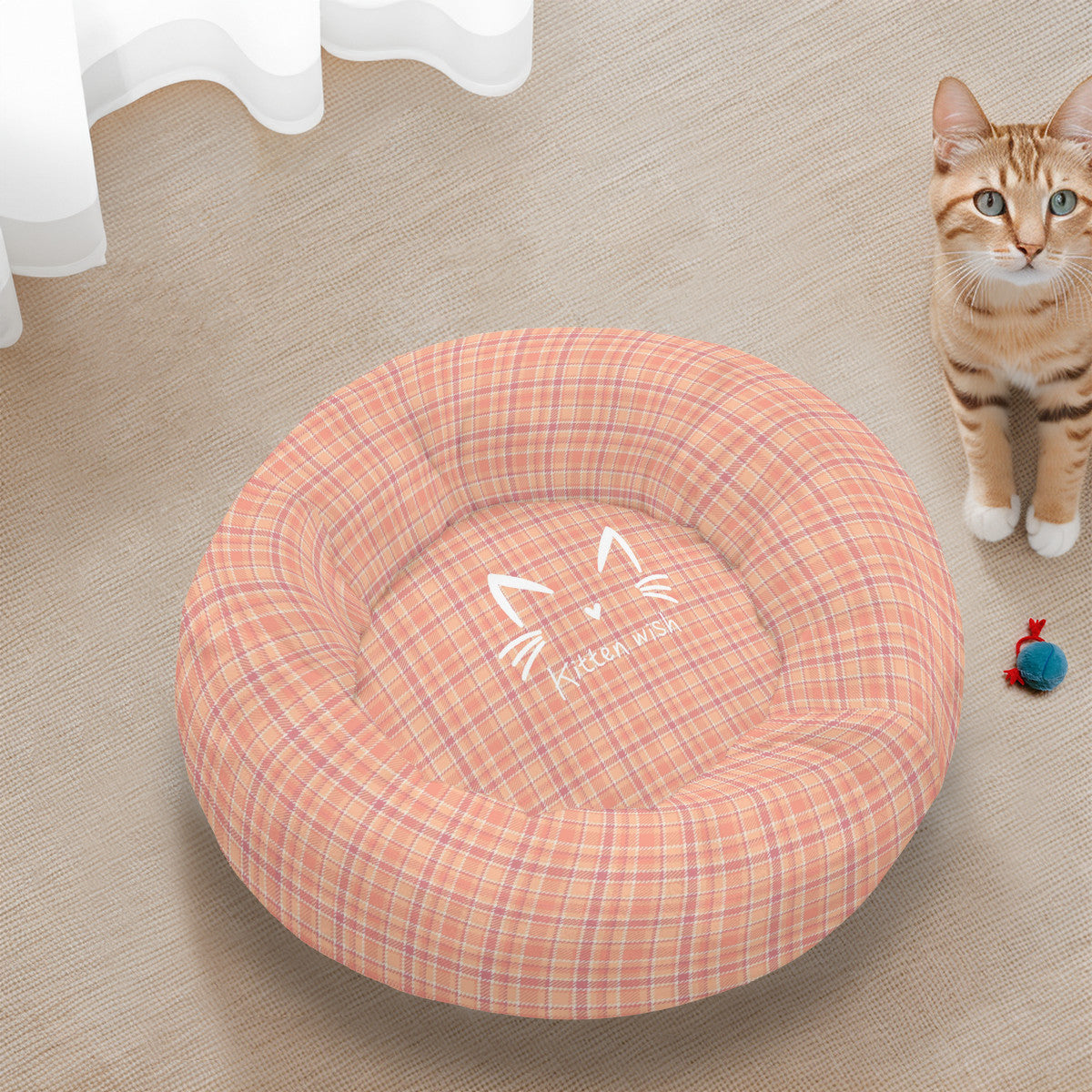 Peach Fuzz Flannel Round Cat Bed