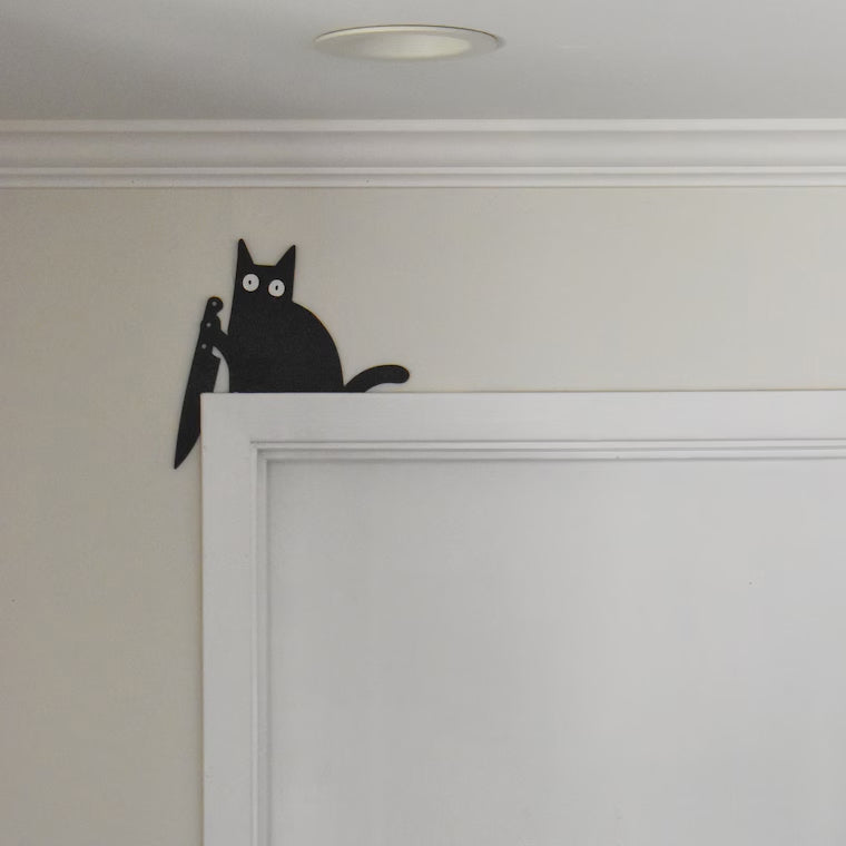 Cat With Knife Door Frame Decor