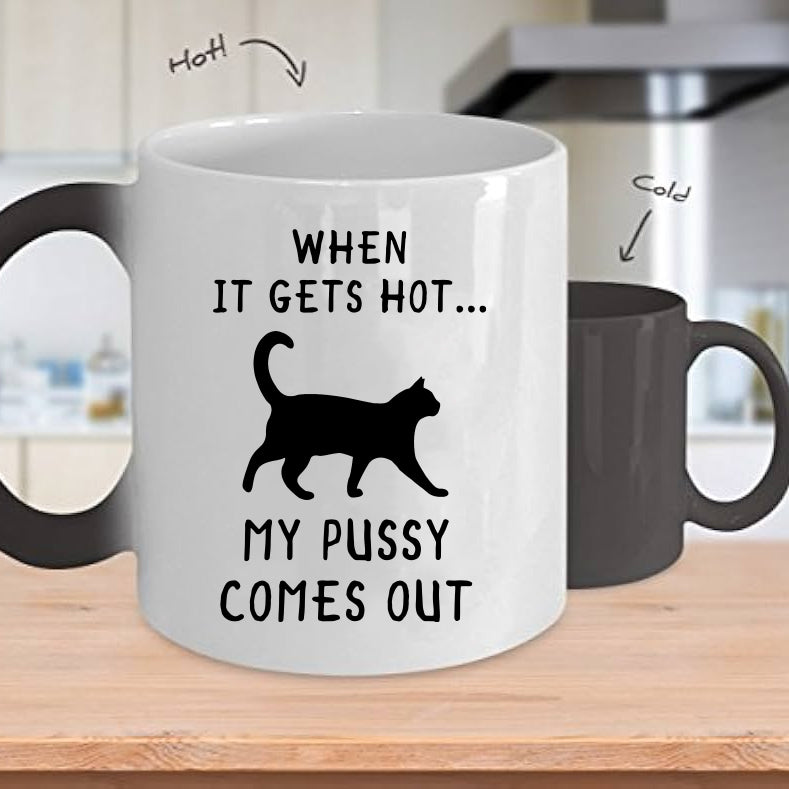 When It Gets Hot Cat Color Changing Mug
