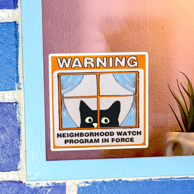 Funny Neighborhood Watch Cat Stickers