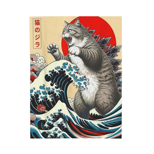 Japanese Catzilla Plush Blanket
