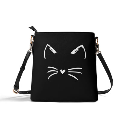 Cat Lady Womens PU Bucket Bag Shoulder Bag