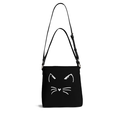 Cat Lady Womens PU Bucket Bag Shoulder Bag