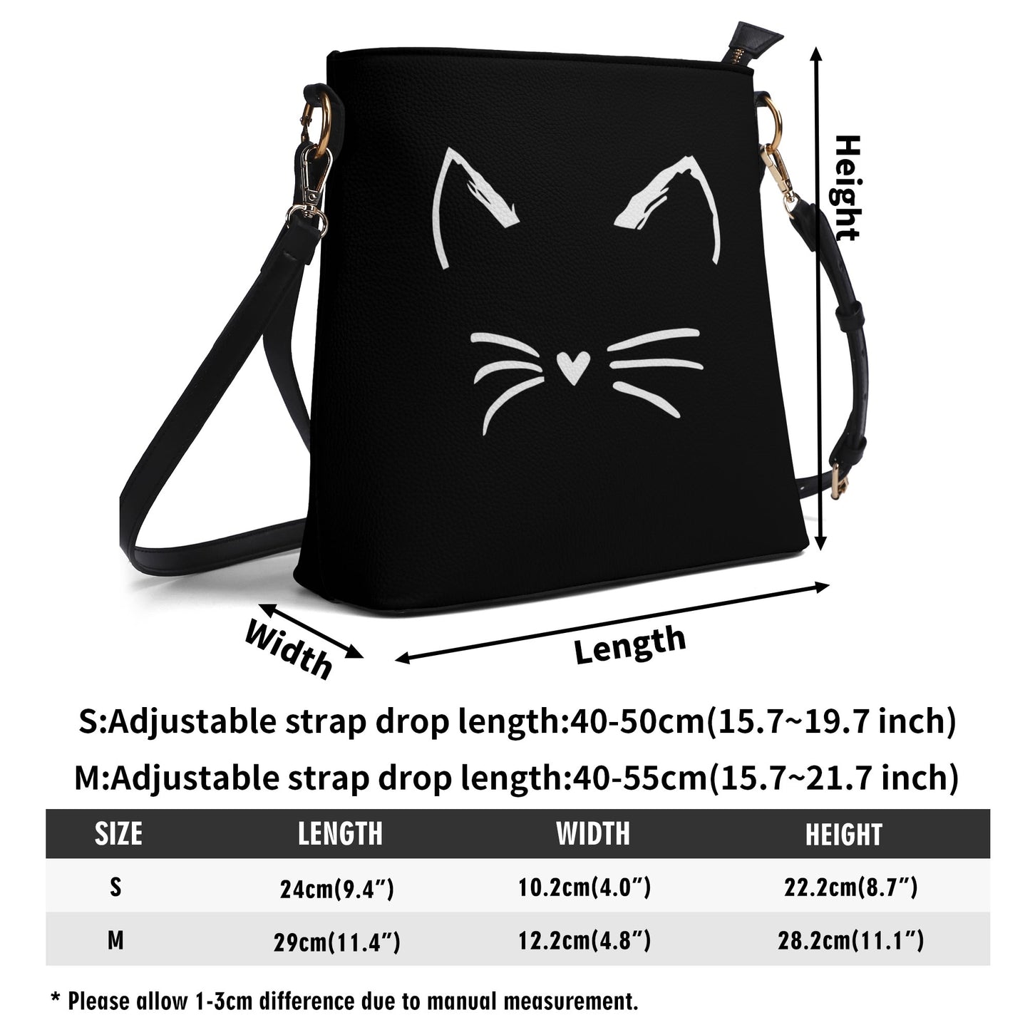 Cat Lady Womens PU Bucket Bag Shoulder Bag