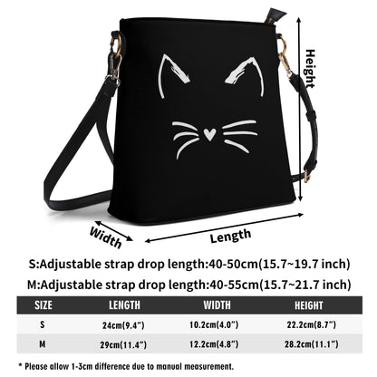 Cat Lady Womens PU Bucket Bag Shoulder Bag