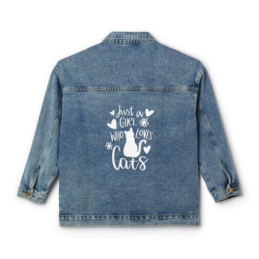 Just a Girl Who Loves Cats Denim Jacket for Women