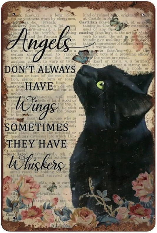 Custom Cat Photo Angels Don't Always Have Wings Tin Sign