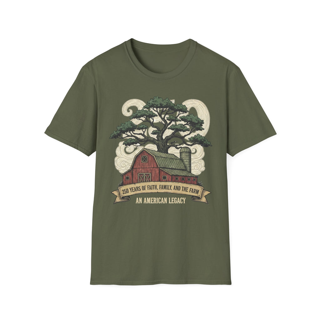 America 250 Years Of Faith Family The Farm Softstyle T-Shirt