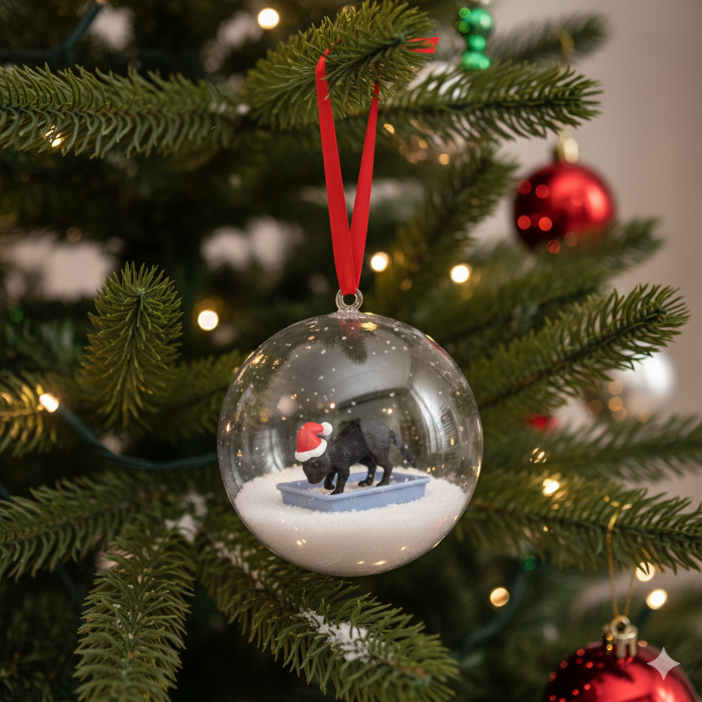 Cat Litter Snow Christmas 3D Ball Ornament