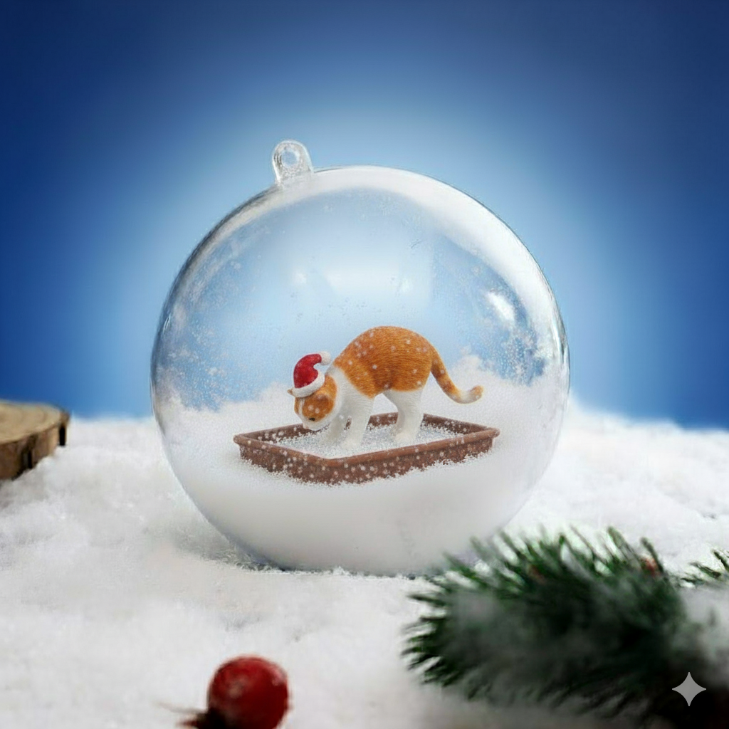 Cat Litter Snow Christmas 3D Ball Ornament