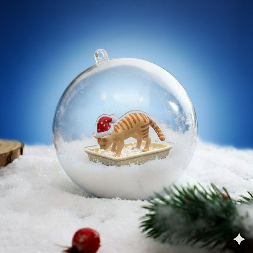 Cat Litter Snow Christmas 3D Ball Ornament