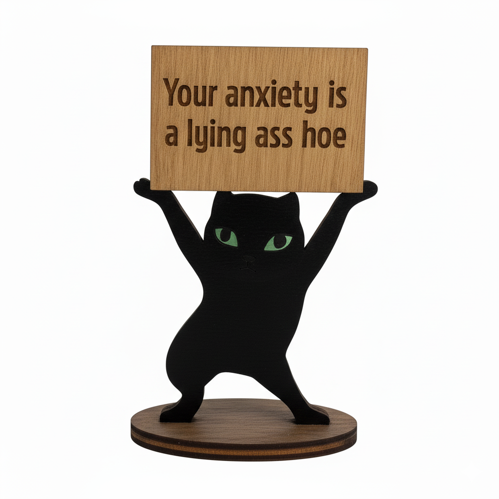 Funny Cat Figurine Your Anxiety Is a Lying