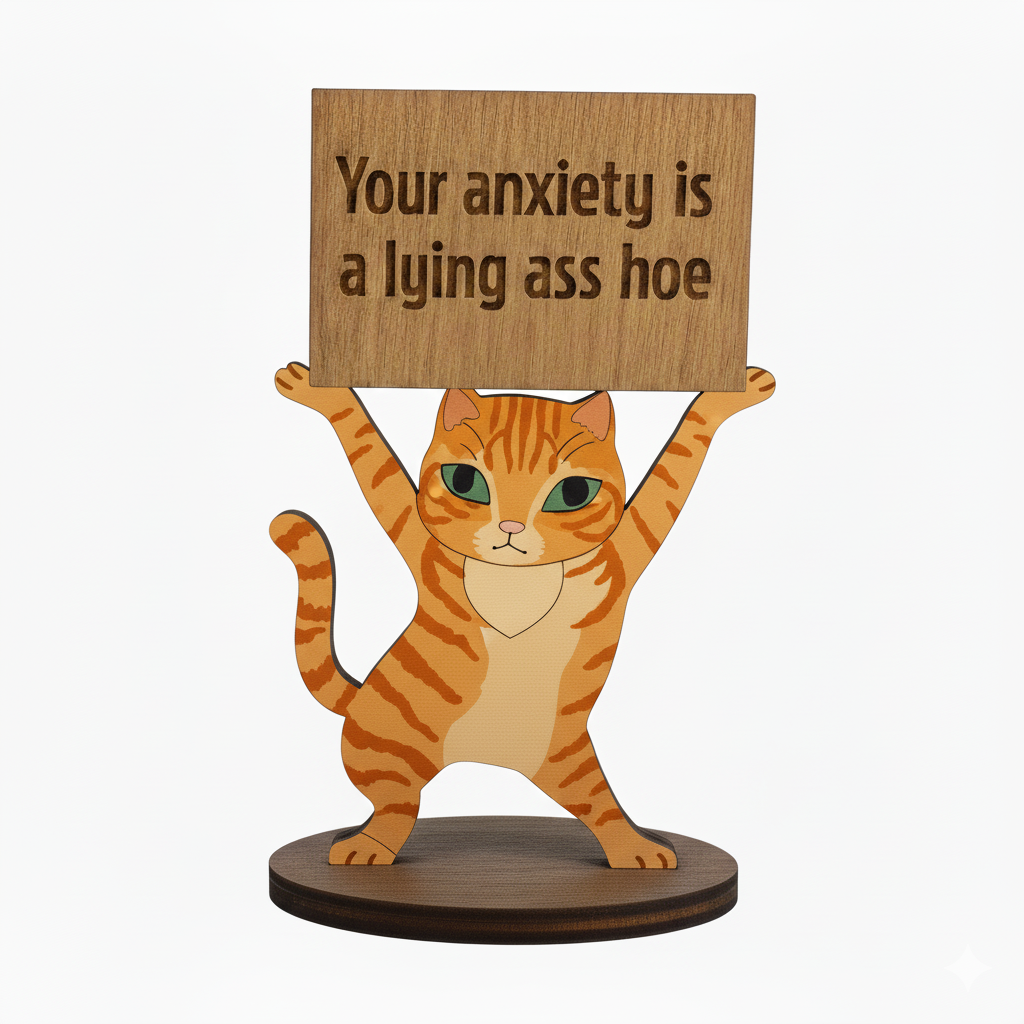 Funny Cat Figurine Your Anxiety Is a Lying
