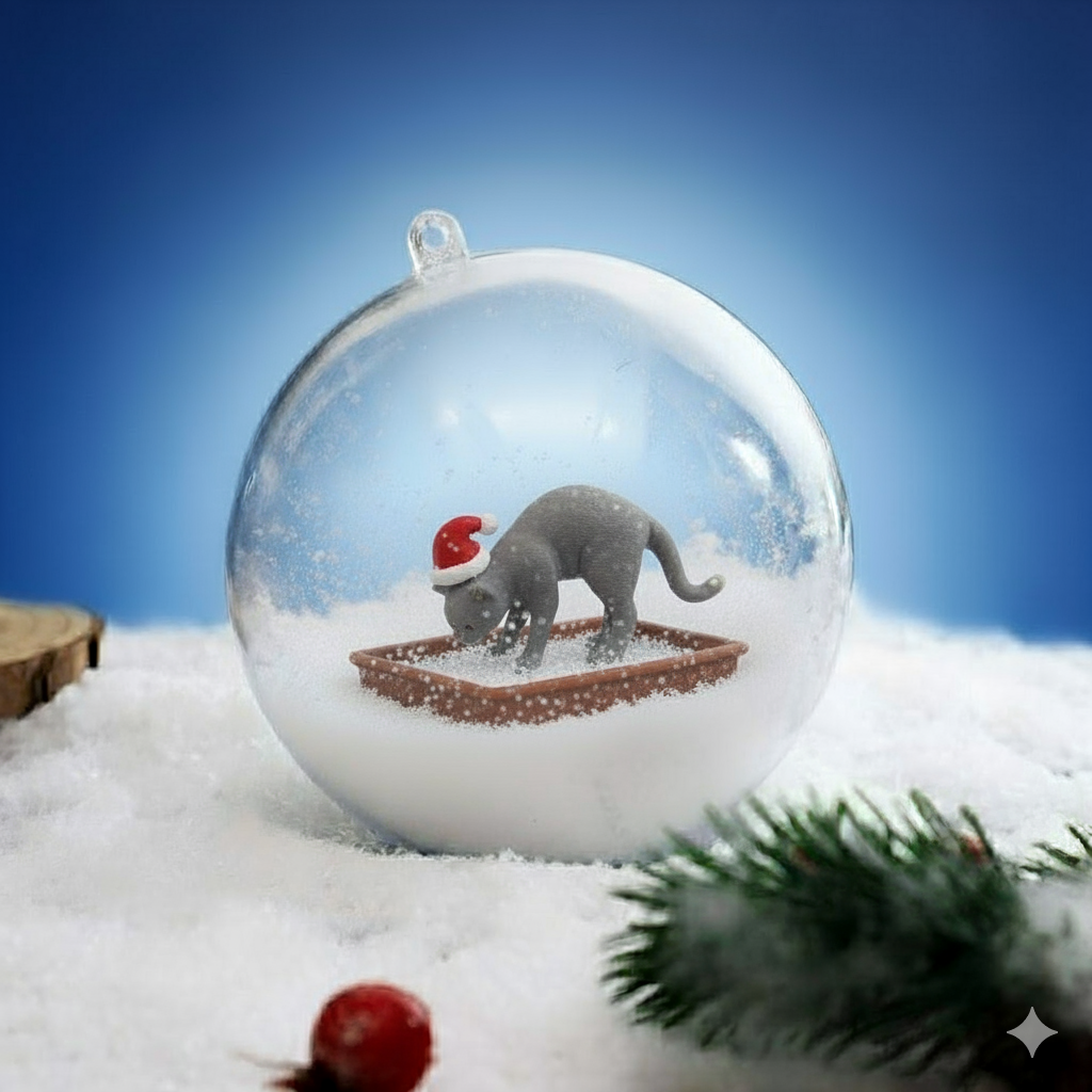 Cat Litter Snow Christmas 3D Ball Ornament