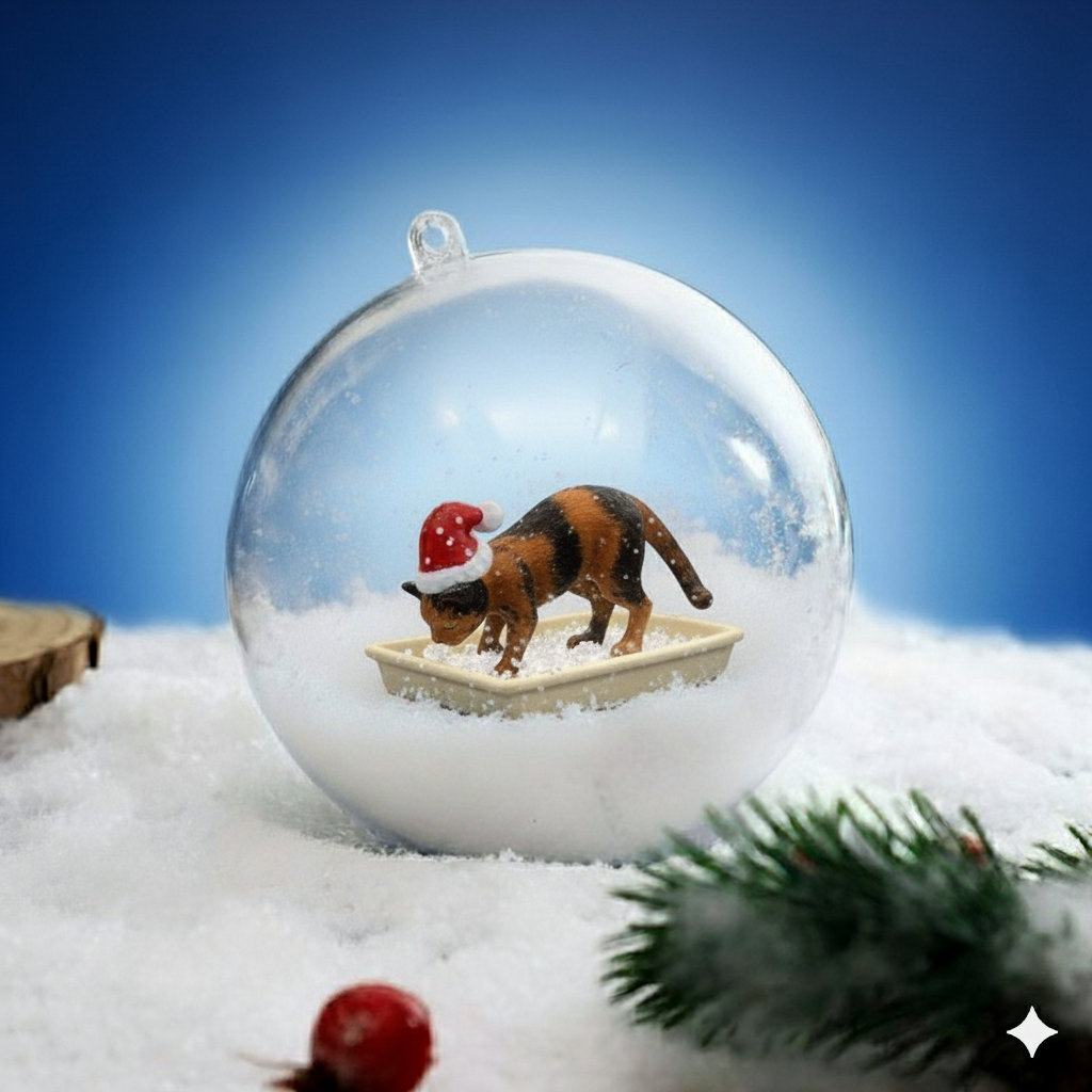 Cat Litter Snow Christmas 3D Ball Ornament