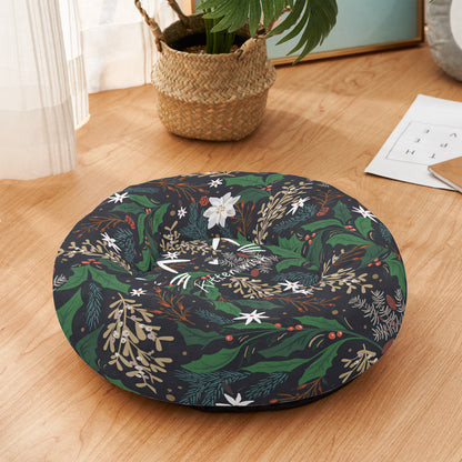 Winter Floral Flannel Round Cat Bed