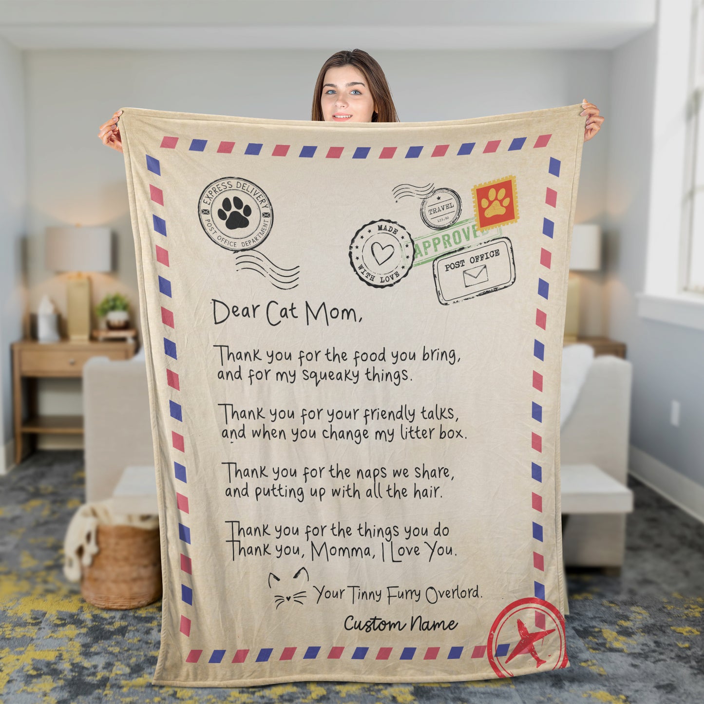 Dear Cat Mom Custom Blanket