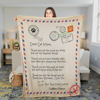 Dear Cat Mom Custom Blanket