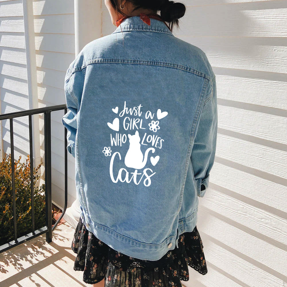 Just a Girl Who Loves Cats Denim Jacket for Women