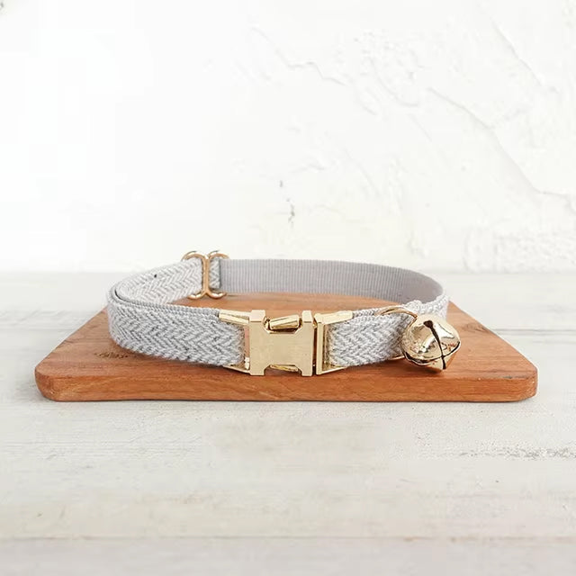 Light Gray Personalized Cat Collar