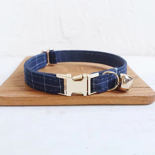 Navy Personalized Cat Collar