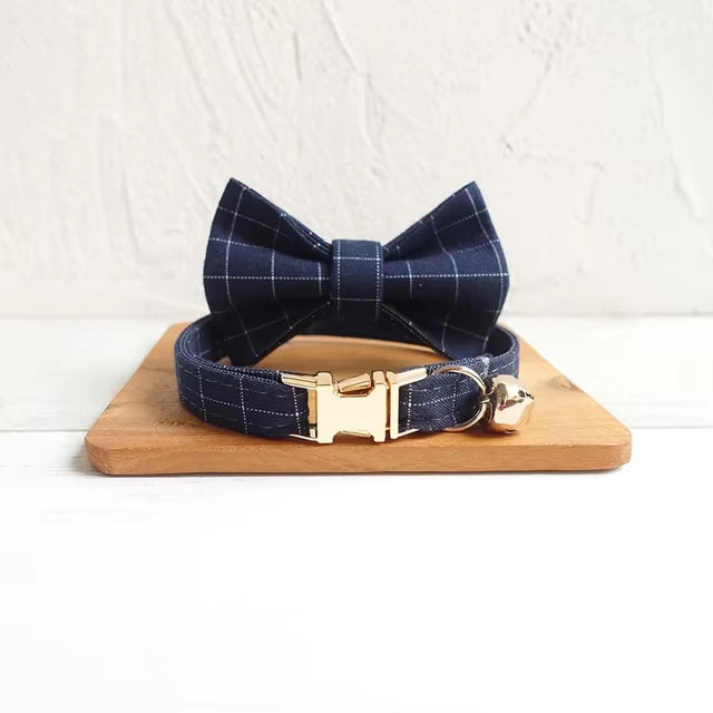 Navy Personalized Cat Collar
