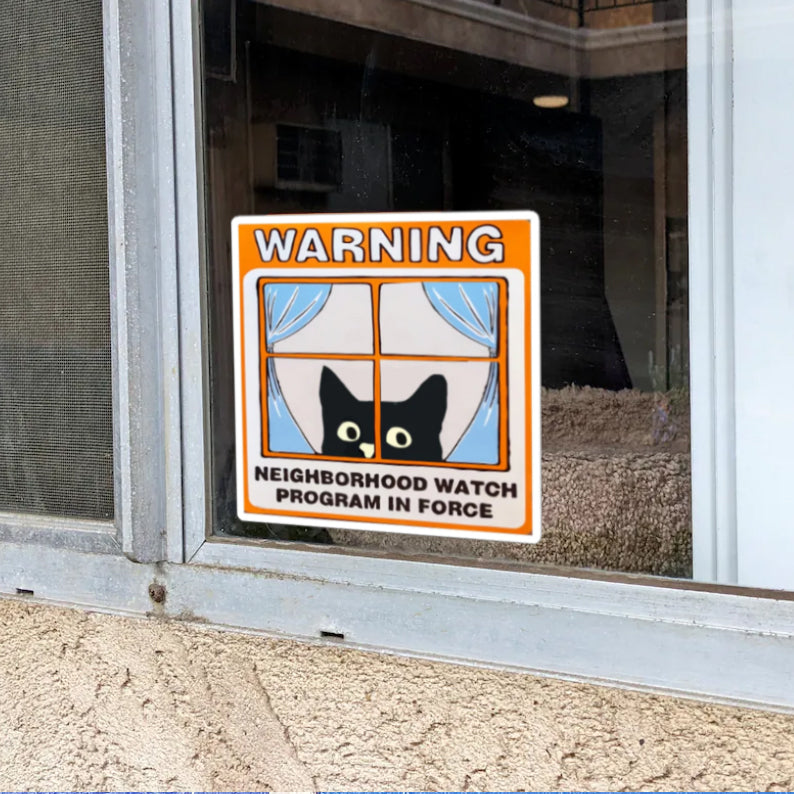 Funny Neighborhood Watch Cat Stickers
