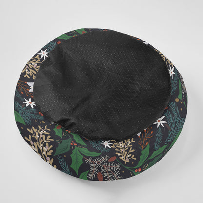 Winter Floral Flannel Round Cat Bed