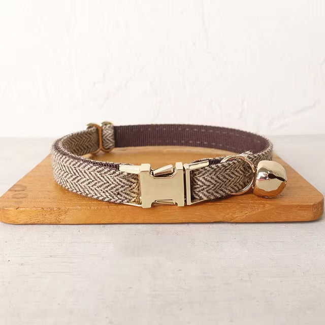 White Brown Personalized Cat Collar