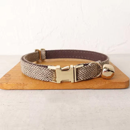 White Brown Personalized Cat Collar